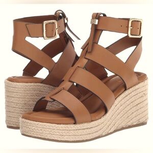 Franco Sarto Palms Gladiator Sandal Leather Cognac Cuoio Size 7.5 EUC